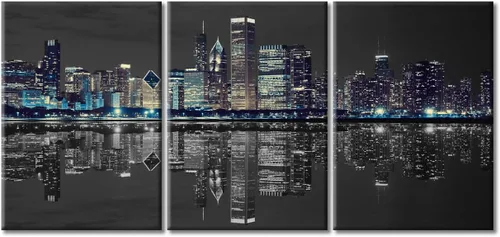 Vista 39 de TUMOVO Arte de pared en blanco y negro con paisaje urbano de Nueva York, decoración de pared de horizonte de Nueva York para sala de estar, puente