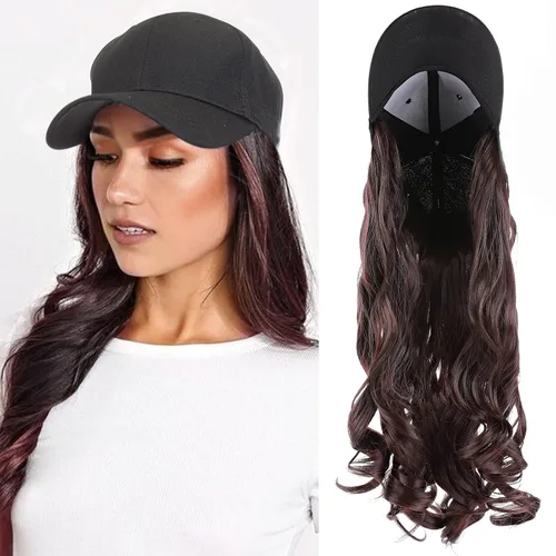 Vista 22 de S-noilite Peluca de gorra de béisbol de 6 pulgadas con peinado Bob y extensiones de cabello, gorra de béisbol recta ajustable para mujer