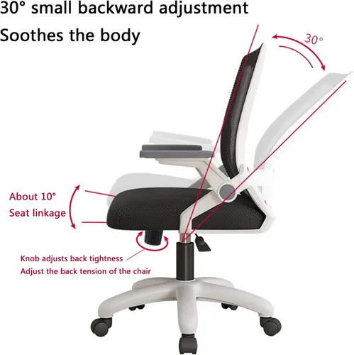 Vista 3 de Cómoda silla giratoria de oficina, silla de escritorio ergonómica, silla de computadora de malla, soporte lumbar, moderna silla giratoria ajustable