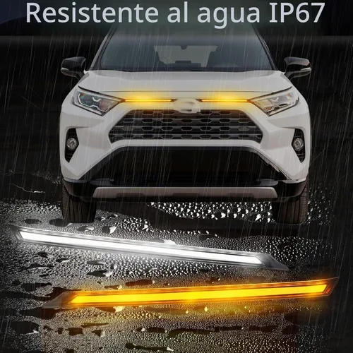 Vista 4 de 2 piezas de luces LED de parrilla, barra LED frontal secuencial, luces LED de circulación diurna compatibles con Toyota RAV4 2019-2023, señal