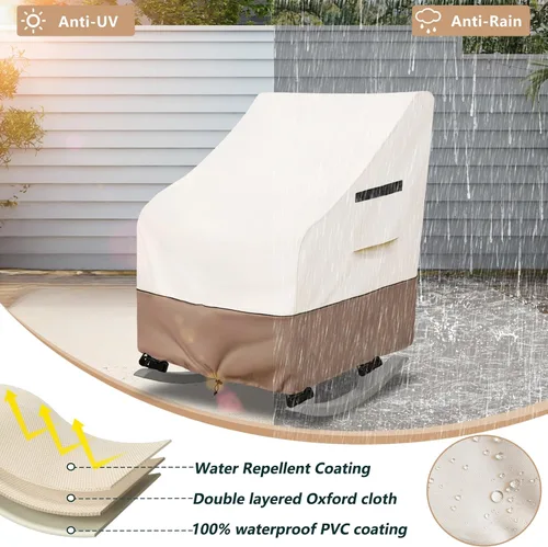 Vista 4 de Funda para silla mecedora para exteriores, resistente 600D, funda de invierno para silla de patio de 27 pulgadas de ancho x 34 pulgadas
