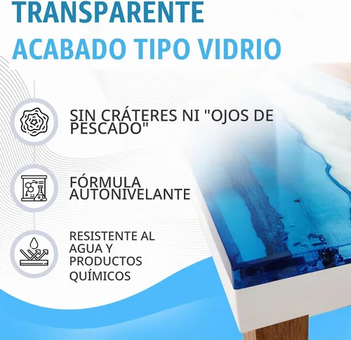 Vista 5 de Resina epoxi cristal transparente, kit de 16 oz. Revestimiento para súper brillo y superficies de mesas