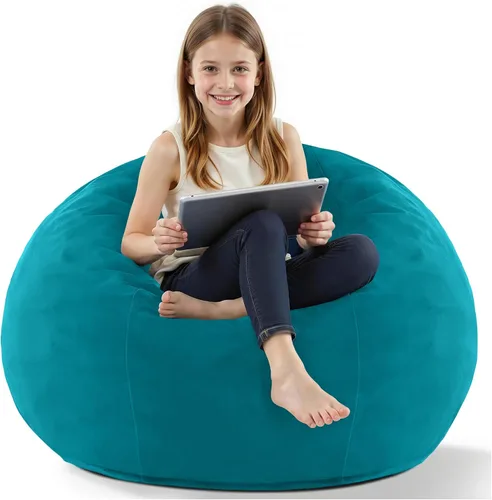 Vista 19 de HABUTWAY Silla de Puf de 2 Pies, Puf de 2' de Sillones Pequeños con Relleno, Silla de Puf en Forma de Lágrima de Terciopelo Ultra Suave con Funda
