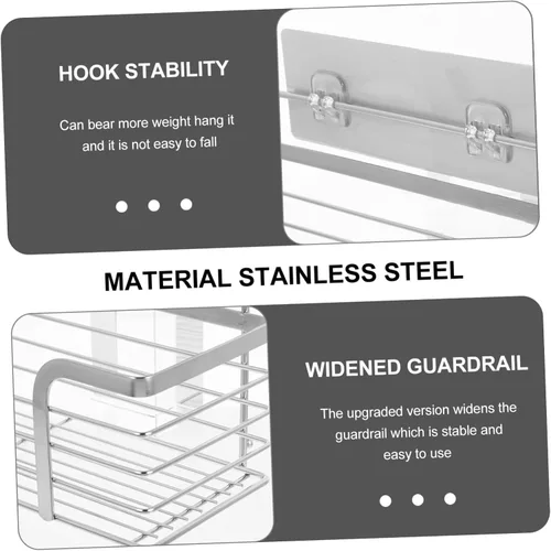 Vista 4 de ARTIBETTER Estante para secar platos, 2 unidades, estante de acero inoxidable, estantes de metal, organizador de alimentos, estante de baño
