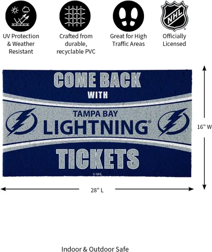 Vista 3 de Team Sports America NHL Tampa Bay Lightning Entrada interior y exterior 28 x 16 pulgadas Parte trasera antideslizante Tapetes de bienvenida