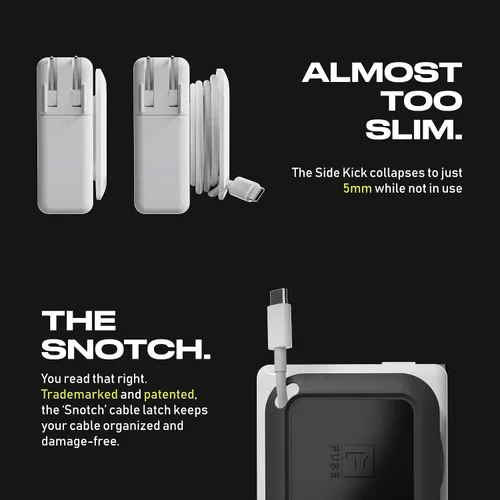 Vista 6 de Reel The Side Kick Organizador de Cables Plegable con Adaptador de Ángulo Recto USB-C Compatible con Cables de Carga de MacBook y PC y Gestión