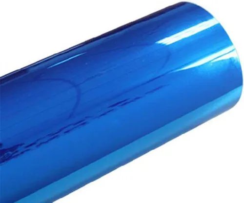 Vista 2 de Moyishi Adhesivo de vinilo azul espejo cromado de 12 x 60 pulgadas, lámina de película azul, autoadhesiva