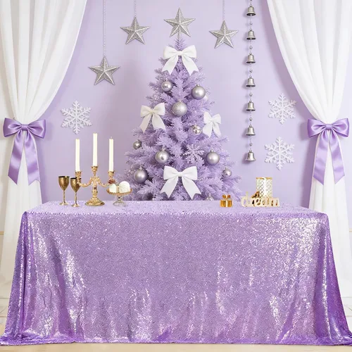Vista 123 de B-COOL Mantel de lentejuelas con brillo para mesas, color azul bebé, mantel de lentejuelas para decoración de mesas, para bodas, Navidad