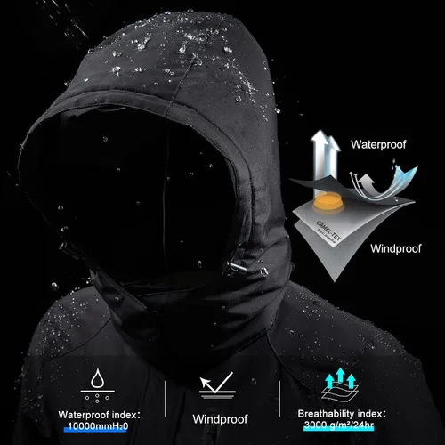 Vista 5 de CAMEL CROWN Chaquetas de esquí de invierno cálidas para mujer abrigo de nieve impermeable con capucha chaqueta de lluvia resistente al viento