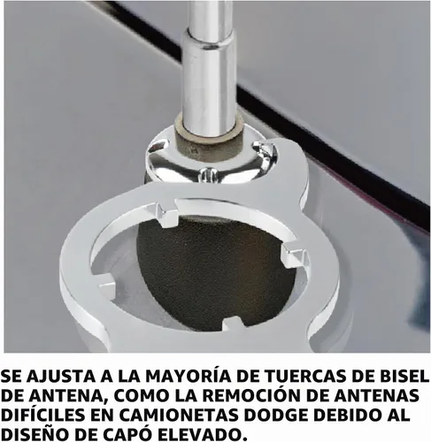Vista 5 de Powerbuilt Llave de antena 2 en 1 – Tuerca bisel de antena de varios tamaños y herramienta de extracción de mástil para automóviles, se adapta a
