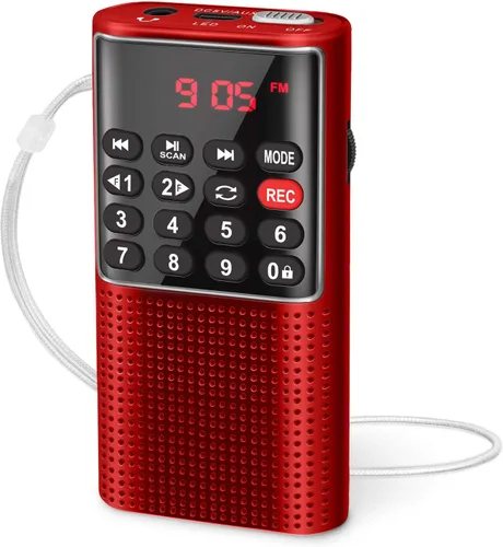 Vista 7 de Mini radio FM Walkman de bolsillo, radio portátil con grabador, llave de bloqueo, reproductor de tarjetas SD, funciona con batería recargable, por