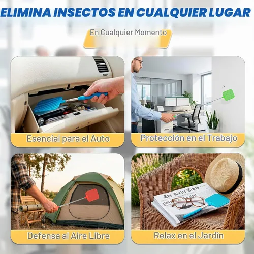 Vista 6 de Matamoscas para interiores, paquete de 3 unidades telescópicas de 28.6 pulgadas de mango largo