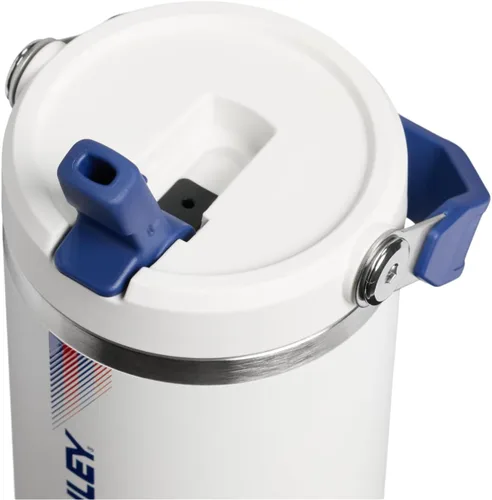 Vista 4 de STANLEY IceFlow 2.0 - Vaso con pajita, 30 onzas, color blanco y azul oscuro Equipo Blanco Azul Oscuro