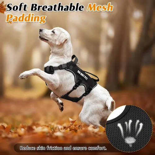 Vista 8 de WINSEE - Arnés para perro a prueba de fugas, arnés Molle de servicio y trabajo con doble asa, chaleco táctico para mascotas con 4 parches