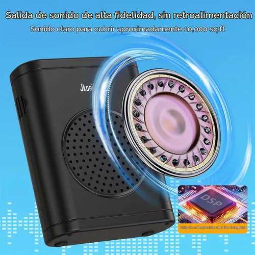 Vista 3 de Amplificador de voz con micrófono inalámbrico de solapa con clip, [Bluetooth 5.3] Micrófono para profesor para aula, Sistema PA de altavoz mini