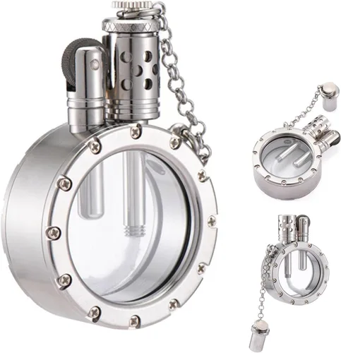 Vista 9 de Encendedor de queroseno transparente retro, encendedor de queroseno steampunk con diseño creativo de botella transparente, encendedor de encendido