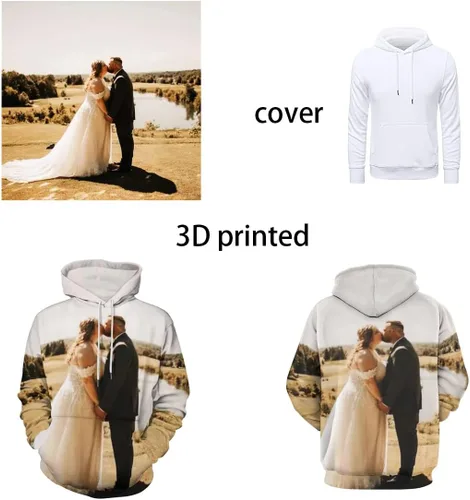 Vista 2 de Sudadera unisex con capucha personalizada con estampado 3D con bolsillo para hombres y mujeres, diseña tu propio suéter personalizado