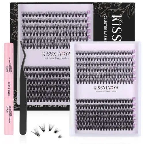 Vista 8 de KISSXIAOYA Extensiones de pestañas en racimo, 120 pestañas postizas individuales en racimo D, 0.354-0.591 in, pestañas postizas naturales y suaves