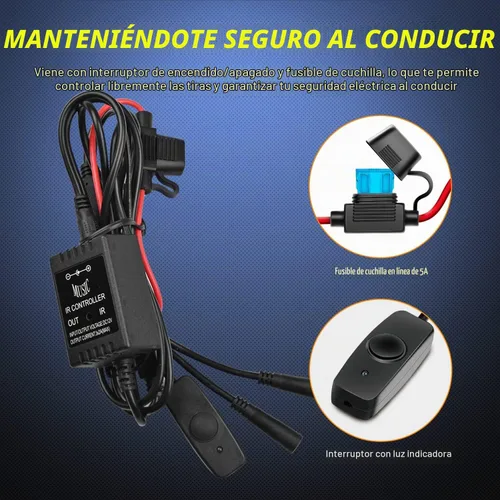 Vista 8 de Nilight Juego de 3 tiras de luz RGB de 60 pulgadas para cama de camión, 270 LED de neón de acento con control remoto RF, interruptor de encendido