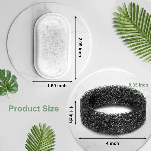 Vista 5 de Filtros de fuente de agua para gatos, compatibles con fuente de mascotas de acero inoxidable, 8 filtros con 8 esponjas, filtros de repuesto