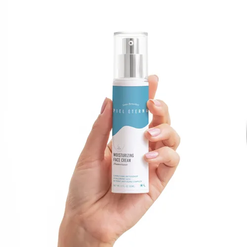 Vista 2 de Santo Remedio, Piel Eterna, Crema facial hidratante, hidrata la piel, hidratante diario, crema de día y noche, contiene ácido hialurónico, vitamina