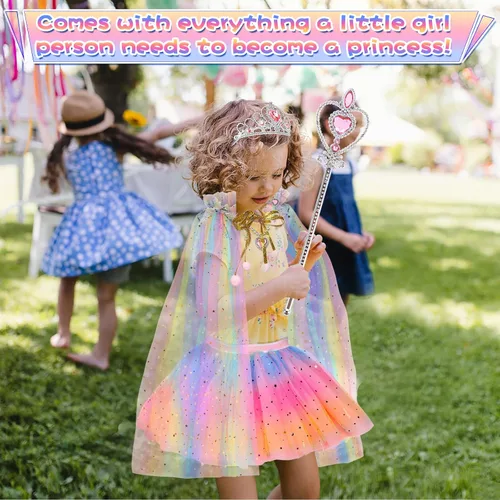 Vista 4 de Princess Dresses for Girls,Princess Dress Up Clothes Cape Skirt Toys for 3-6 Year Old Girl,Easter Birthday Gift Idea