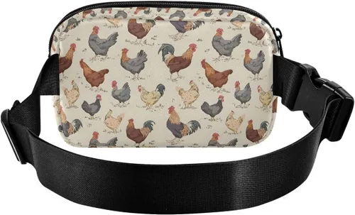 Vista 2 de ALAZA Riñonera de dibujos animados de gallo de pollo, bolsa cruzada para hombres y mujeres, senderismo, correr, ciclismo, viajes