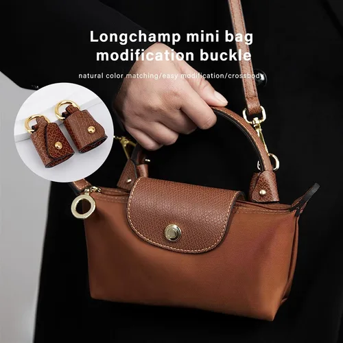Vista 2 de Transformación de bolsa para correas Longchamp sin perforaciones, correa de hombro ancha de cuero real, correa cruzada, accesorios para bolso