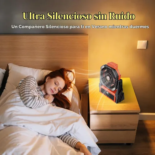 Vista 7 de Ventilador de camping recargable CosyHack, ventilador a batería con luces, ventiladores de playa al aire libre para tienda de campaña, 4