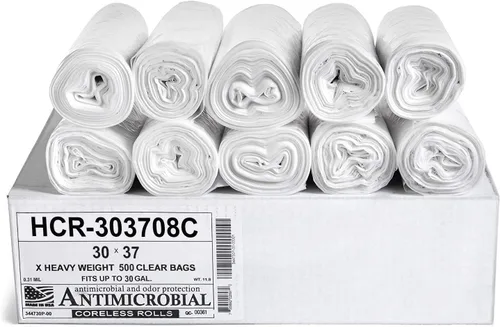 Vista 74 de Aluf Plastics Bolsas de basura de alta densidad, 10 galones, 4000 unidades, 6 micras (eq), 24 x 24 pulgadas, negras, para baño, oficina, industrial