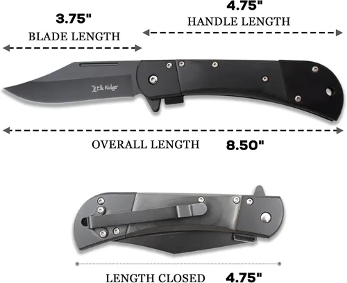 Vista 2 de Cuchillo Elk Ridge ER-A009 Series Spring Assist Folding, Straight Edge Blade, 4,75 pulgadas