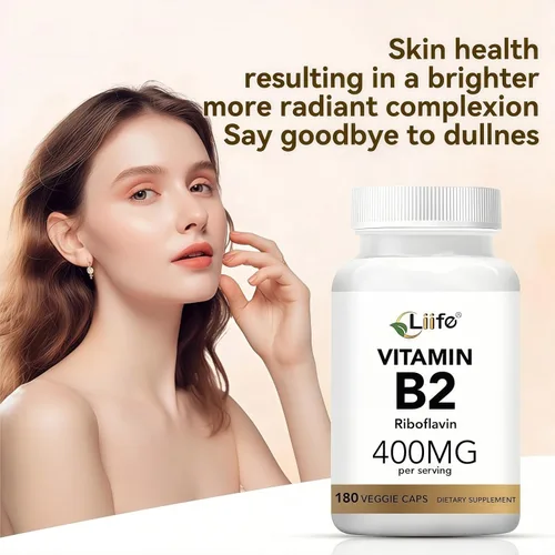 Vista 6 de LIIFE Vitamina B2-400 mg, riboflavina de alta potencia, apoya el alivio de la migraña, metabolismo energético, salud bucal y de piel, 180 cápsulas
