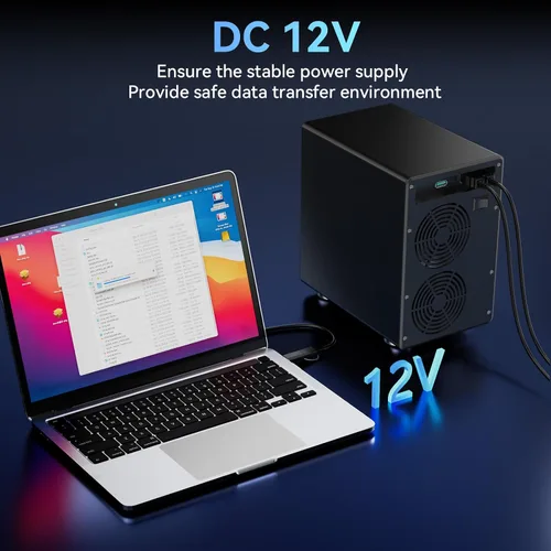 Vista 9 de CENMATE Carcasa de disco duro de 6 bahías con ventilador de refrigeración para HDD/SSD SATA de 2.5"/3.5" con USB A/C 3.2 Gen 2, compatible