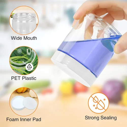 Vista 52 de PeacePeo Tarros de plástico con tapas, recipientes de slime de 4 onzas, 72 frascos de plástico transparente vacíos, recipientes de cosméticos