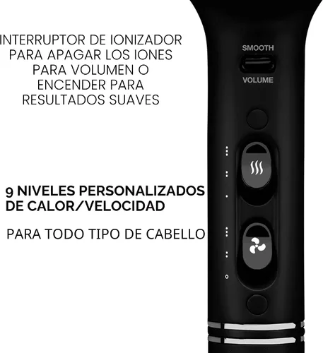 Vista 3 de HOT TOOLS Pro Artist - Secador de pelo negro dorado, secado rápido con calentamiento uniforme para menos daño y doble voltaje, secador de pelo