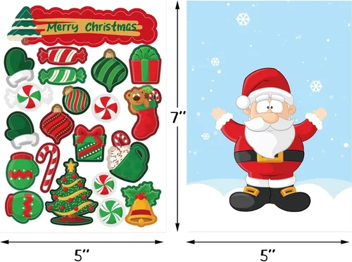 Vista 3 de Juego de tarjetas de Navidad de Fancy Land con sobres y calcomanías 18 piezas, kit de bricolaje para hacer tus propias tarjetas de Navidad