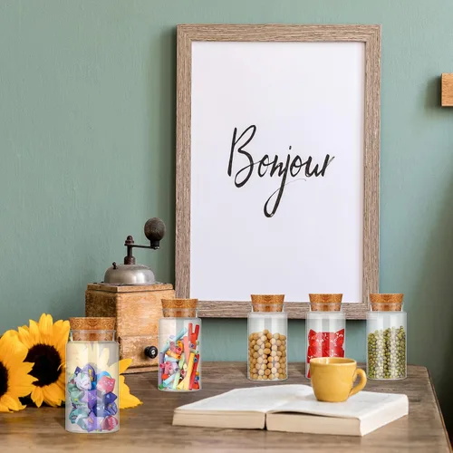 Vista 5 de Maxdot 50 botellas de plástico para poción con corcho, mini botellas de arte de arena, vial de deseos, regalo de mensaje de amor para bodas