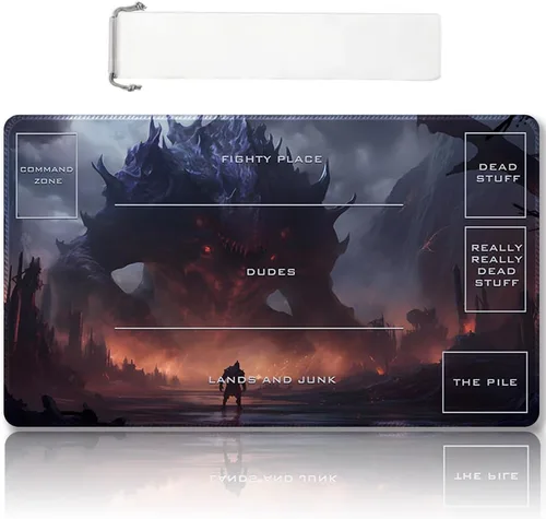 Vista 15 de DAUXID Tapete de Juego MTG Cosido Premium con Zonas y Respaldo de Goma Antideslizante, Tapete de Juego TCG para MTG y Otros Juegos de Cartas, Diseño