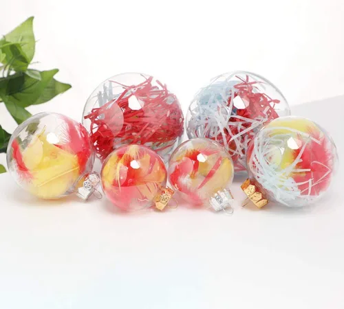 Vista 4 de Ochine Bolas de adorno rellenables de plástico transparente, irrompibles, adornos de bolas de Navidad transparentes para Navidad, Halloween