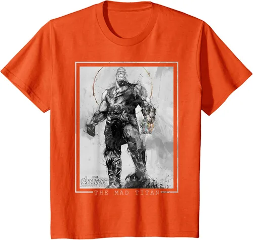 Vista 27 de Marvel Avengers Infinity War Thanos Sketch Graphic Camiseta Negro