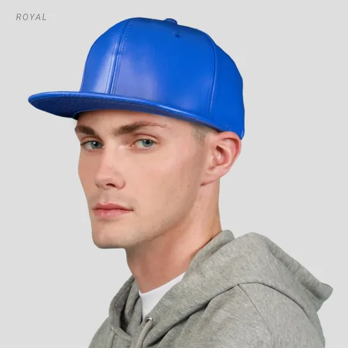 Vista 6 de CHOK.LIDS Sombreros de ala plana de cuero de la PU para hombres y mujeres Hip Hop Baseball Snapback Sombreros en blanco Pantera Sólido Negro