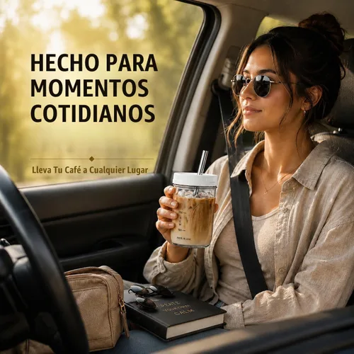 Vista 6 de Tazas de té Boba reutilizables de boca ancha, tazas de té de burbujas con tapas y pajitas plateadas, tarros de vidrio