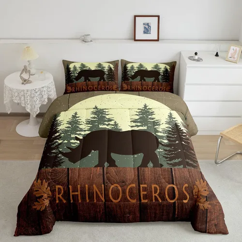 Vista 9 de Castle Fairy Cute Giraffe Bedding Set Twin Size 2 Pcs,Lodge Cabin Jungle Rustic Style Comforter Set for Kids Teens Adults,Wild Animal Pine Trees