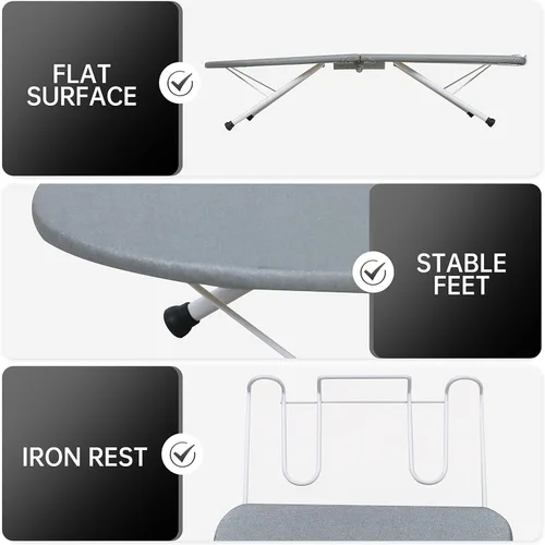 Vista 5 de ZOES HOMEWARE Tabla de planchar de mesa, tabla de planchar portátil con soporte para plancha, tabla de planchar pequeña plegable con cubierta