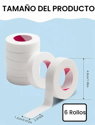 Vista 7 de Cinta para Extensión de Pestañas, 6 Rollos de Cinta Médica Japonesa Microporo Suave para Extensión de Pestañas, Suministros para Extensión