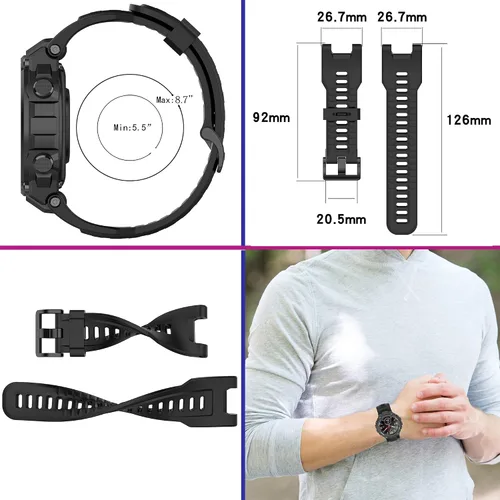 Vista 7 de Funda compatible con Amazfit T-Rex/T-Rex Pro Watch con banda, funda protectora de TPU de alta transparencia y correas de repuesto de silicona