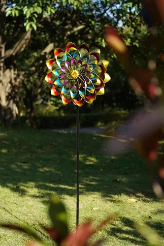 Vista 7 de Pure Echo Molinillos de viento para exteriores para patio y jardín, grandes, molinillos de viento de metal y esculturas de viento de 84 pulgadas