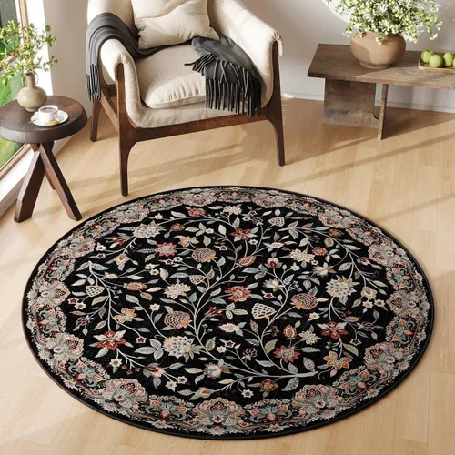 Vista 29 de Rugcomf Alfombra vintage de cachemira de 2 pies 7 x 8 pies, lavable a máquina, antideslizante, alfombra floral de pelo bajo para cocina, lavandería
