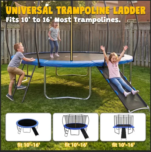 Vista 14 de Kit de diapositivas de escalera de trampolín, accesorios para trampolín incluyen tobogán y escalera