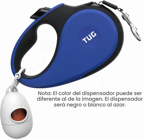 Vista 2 de TUG Correa retráctil para perro de 360° sin enredos con dispensador de bolsas de basura (pequeña, azul)